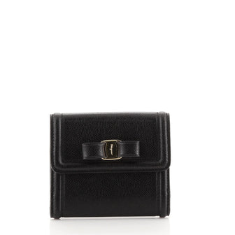 Salvatore Ferragamo Vara French Wallet Leather Compact