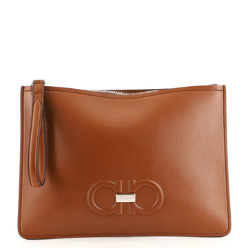 Salvatore Ferragamo Gancini Wristlet Clutch Leather Medium