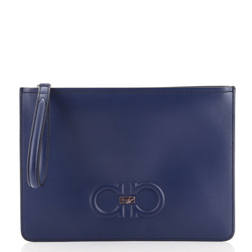 Salvatore Ferragamo Gancini Wristlet Clutch Leather Medium