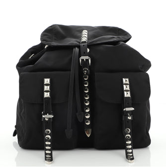 Prada New Vela Backpack Tessuto with Studded Leather