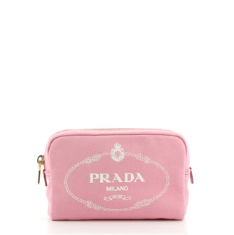 Prada Logo Cosmetic Pouch Canvas Mini