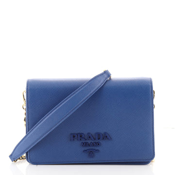 Prada Monochrome Chain Flap Bag Saffiano Leather Small