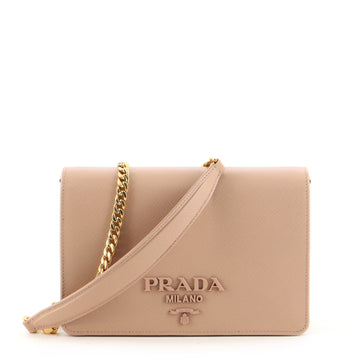 Prada Monochrome Chain Flap Bag Saffiano Leather Small