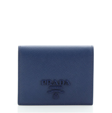 Prada Monochrome Compact Flap Wallet Saffiano Leather