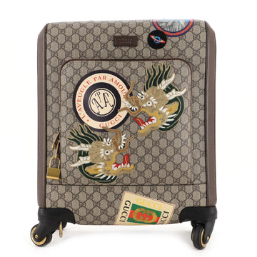 Gucci Courrier Grand Turismo Carry On Rolling Luggage GG Coated Canvas with Applique