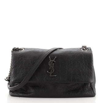 Saint Laurent West Hollywood Shoulder Bag Crocodile Embossed Leather Medium