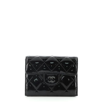 Chanel Classic Flap Card Case Quilted Patent Compact