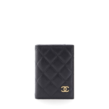 Chanel CC Bi-Fold Card Case Quilted Caviar