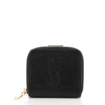 Saint Laurent Monogram Compartment Zip Around Wallet Leather Compact