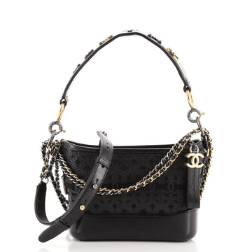 Chanel Gabrielle Hobo with Logo Handle Laser Cut Calfskin and Wool Felt Small
