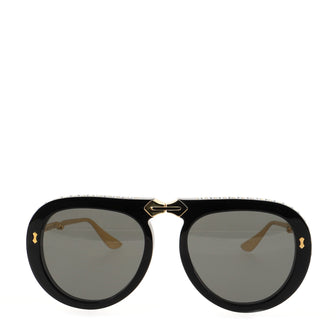 Gucci Foldable Aviator Sunglasses Crystal Embellished Acetate and Metal