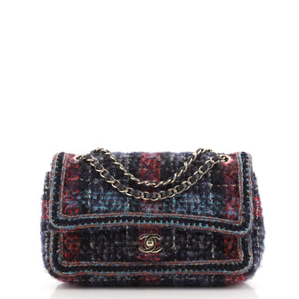 Chanel Classic Double Flap Bag Braided Quilted Tweed Medium