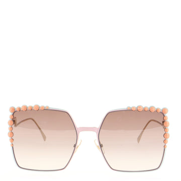 Fendi Can Eye Square Sunglasses Studded Metal
