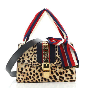 Gucci Sylvie Shoulder Bag Printed Calf Hair Small