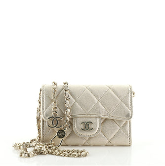 Chanel Classic Flap Chain Waist Bag Quilted Metallic Lambskin Mini