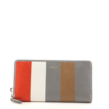 Balenciaga Bazar Zip Around Wallet Striped Leather Long