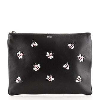 Christian Dior KAWS Zip Pouch Embossed Leather