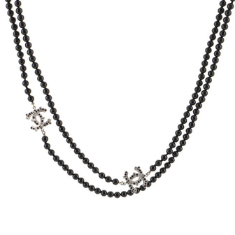 Chanel Triple CC Long Necklace Beads with Metal and Rhinestones
