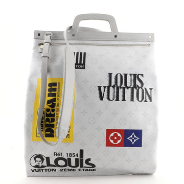 Louis Vuitton Chalk Flat Tote Bag Limited Edition Logo Story Monogram Canvas