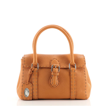Fendi Selleria Linda Satchel Pebbled Leather Mini