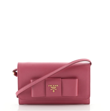 Prada Bow Wallet on Strap Saffiano Leather Small