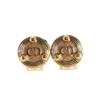 Christian Dior CD Button Clip-On Earrings Metal