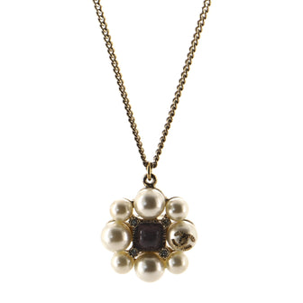 Chanel CC Pendant Necklace Metal and Faux Pearls with Crystals and Gripoix
