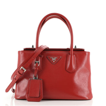 Prada Turnlock Cuir Twin Tote Vernice Saffiano Leather Mini