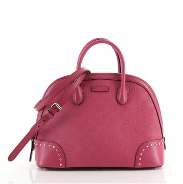 Gucci Bright Dome Satchel Studded Guccissima Leather Medium