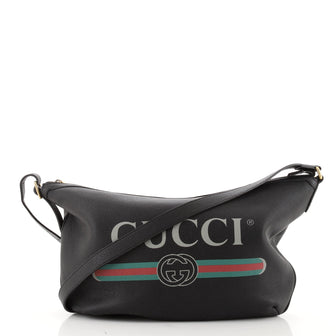 Gucci Logo Half-Moon Hobo Printed Leather
