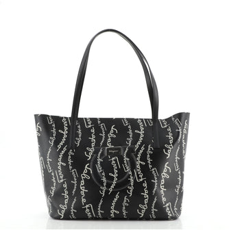 Salvatore Ferragamo Gancini Open Tote Printed Leather Medium