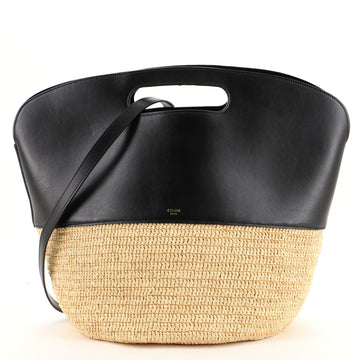 Celine Basket Bag Leather and Raffia Medium