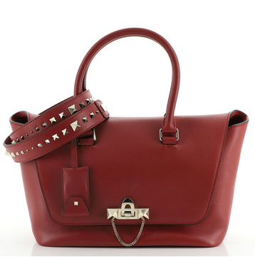 Valentino Demilune Flap Satchel Leather Small