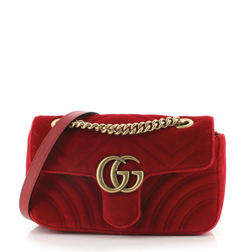 Gucci GG Marmont Flap Bag Matelasse Velvet Mini
