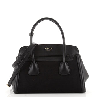 Prada Cuir Frame Convertible Tote Canvas and Saffiano Leather Small