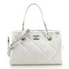 CHANEL Aged Calfskin Quilted Express Bowling Bag Beige 1102675