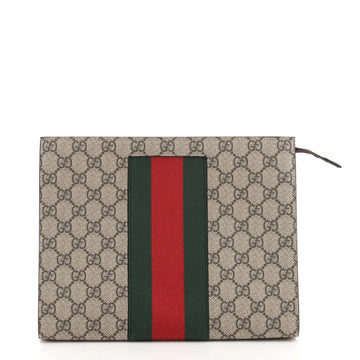 Gucci Web Zip Pouch GG Coated Canvas