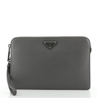 Prada Wristlet Pouch Saffiano Leather Large