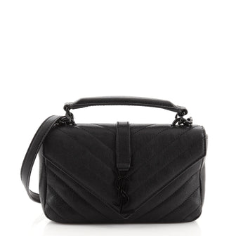 Saint Laurent Classic Monogram College Chain Wallet Matelasse Chevron Leather