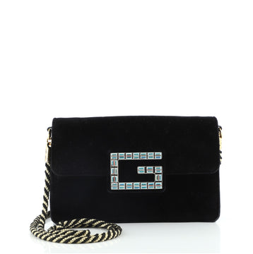 Gucci G Broadway Shoulder Bag Velvet with Crystals Small