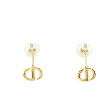 Christian Dior CD Logo Drop Earrings Metal with Faux Pearl