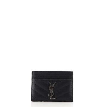 Saint Laurent Classic Monogram Card Holder Matelasse Chevron Leather
