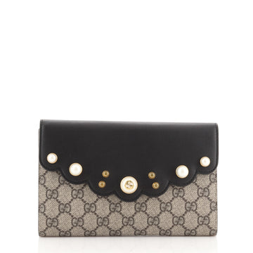 Gucci Pearly Peony Continental Wallet GG Coated Canvas and Leather Long