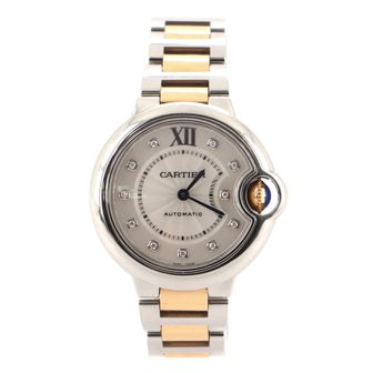 Cartier Ballon Bleu de Cartier Automatic Watch Stainless Steel and Rose Gold with Diamond Markers 33