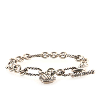 David Yurman Cable Heart Charm Bracelet Sterling Silver with Diamonds