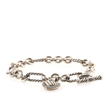 David Yurman Cable Heart Charm Bracelet Sterling Silver with Diamonds