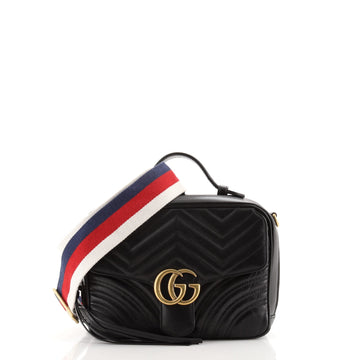 Gucci GG Marmont Zip Around Camera Bag Matelasse Leather Small