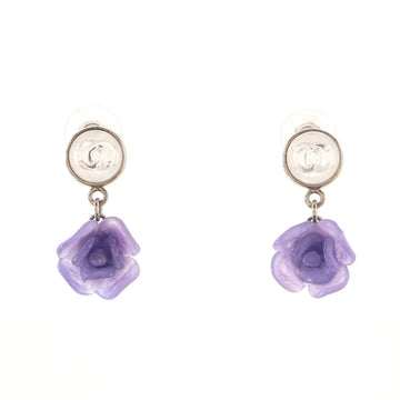 Chanel Camellia Pierce Earrings Metal and Acrylic