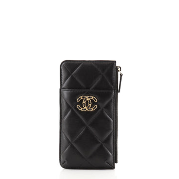 Chanel 19 Vertical Phone Case Pouch Quilted Goatskin