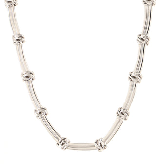 Tiffany & Co. Vintage Love Knot Groove Link Choker Necklace 18K White Gold